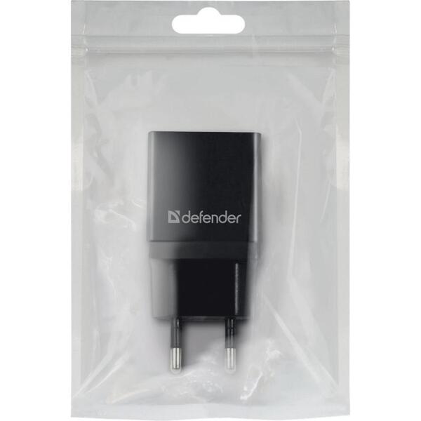 Мережева зарядка DEFENDER (83572)EPA-10 чорна, 1xUSB, 5V / 2.1А, пакет