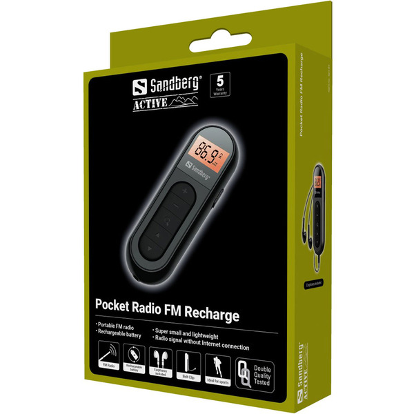 Радіоприймач Sandberg FM кишеньковий (Rechargeable) з навушниками (421-01)