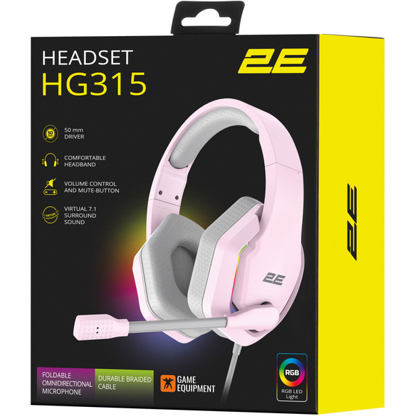Навушники 2E Gaming HG315 RGB USB 7.1 Pink (2E-HG315PK-7.1)