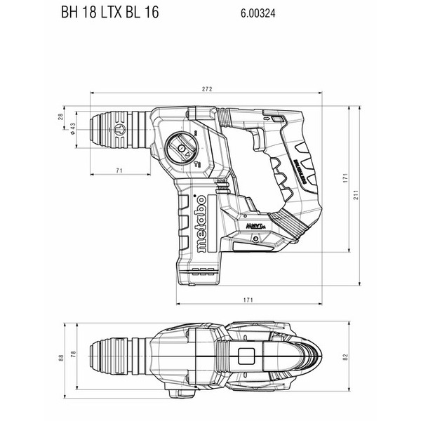 Перфоратор акумуляторний Metabo BH 18 LTX BL 600324850