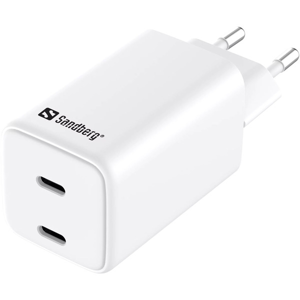 Сетевое зарядное устройство Sandberg 65W (2xUSB-C) White (441-56)