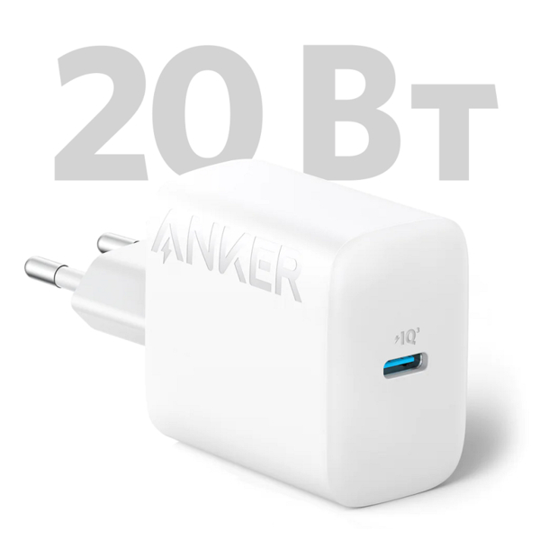 Мережевий зарядний пристрій Anker PowerPort 312 White, 20 W USB Type-C (B2347G21) + кабель USB Type-C