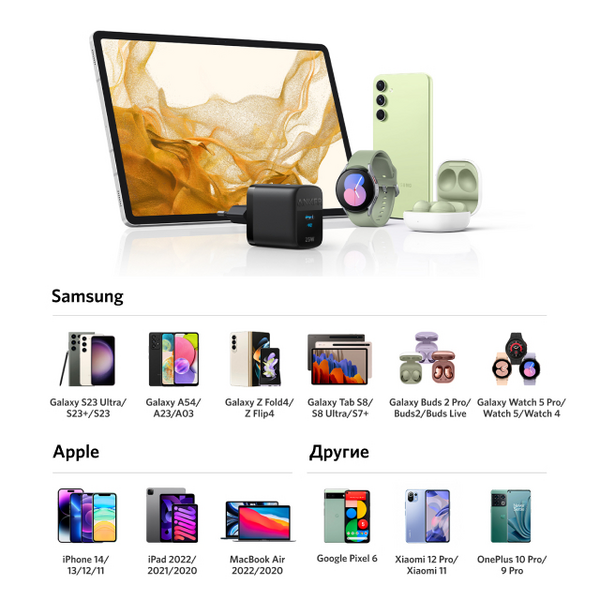 Сетевое зарядное устройство Anker PowerPort 312 Black, 25 W USB Type-C (A2642G11)