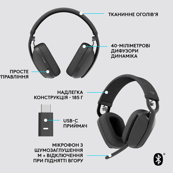 Наушники Logitech Zone Vibe Wireless MS Graphite (981-001157)