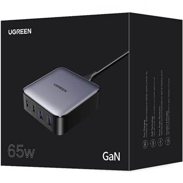 Зарядний пристрій 4xUSB 65W (2хUSB-C+2xUSB-A) Gan CD327 Ugreen