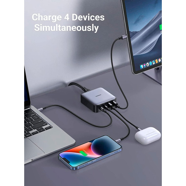 Зарядний пристрій 4xUSB 65W (2хUSB-C+2xUSB-A) Gan CD327 Ugreen
