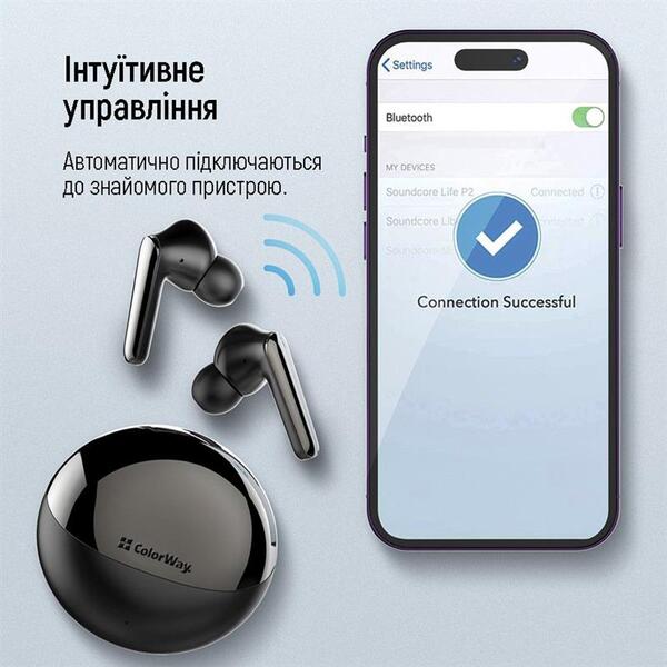 Навушники СolorWay TWS-3 Earbuds Black (CW-TWS3BK)