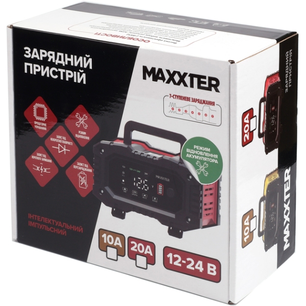 Зарядное устройство Maxxter MX-CHR-1224V20P для АКБ 12-24В, 20А