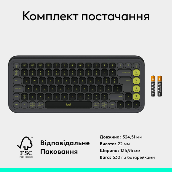 Клавiатура Logitech Pop Icon Keys Graphite 920-013157
