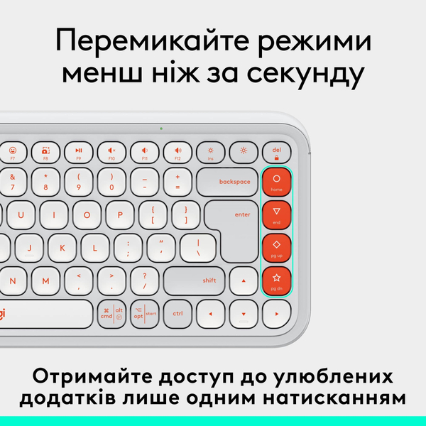 Клавiатура Logitech Pop Icon Keys Off White 920-013072