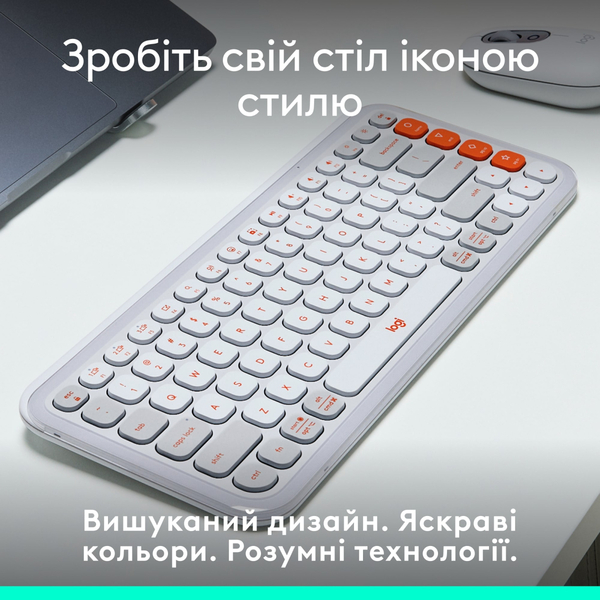 Клавiатура Logitech Pop Icon Keys Off White 920-013072
