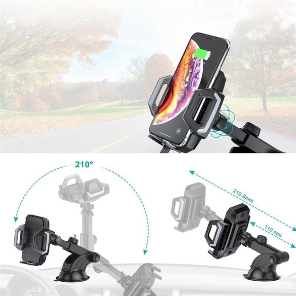 Автомобильный крепеж Choetech с 15W Fast Wireless Charger 4.7-7.2 на панель