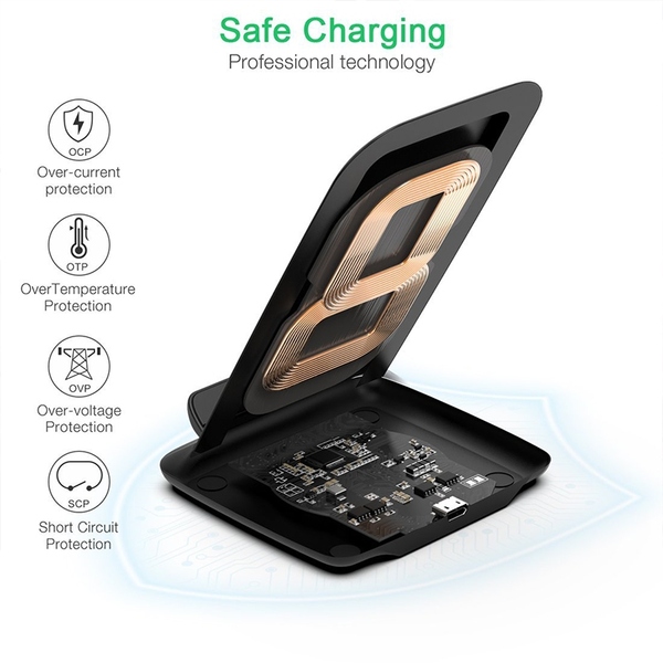 Зарядний пристрій 15W Fast Wireless Charging Stand 2coils black Choetech