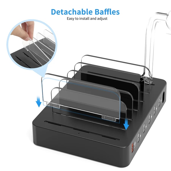 Зарядний пристрій 6xUSB 68W Charing Station (6хUSB-A) 2xMicroUSB,2xLighting,2xUCB-C Choetech