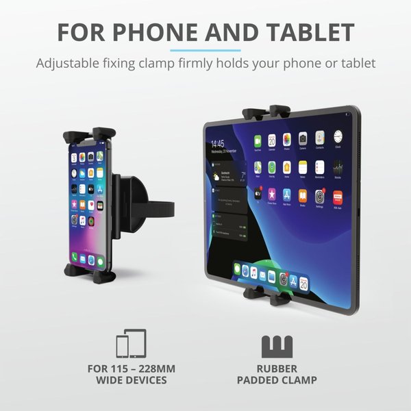 Автомобильный держатель Trust Rheno Headrest Holder для смартфона и планшета 7-11, Black (23699_TRUST)