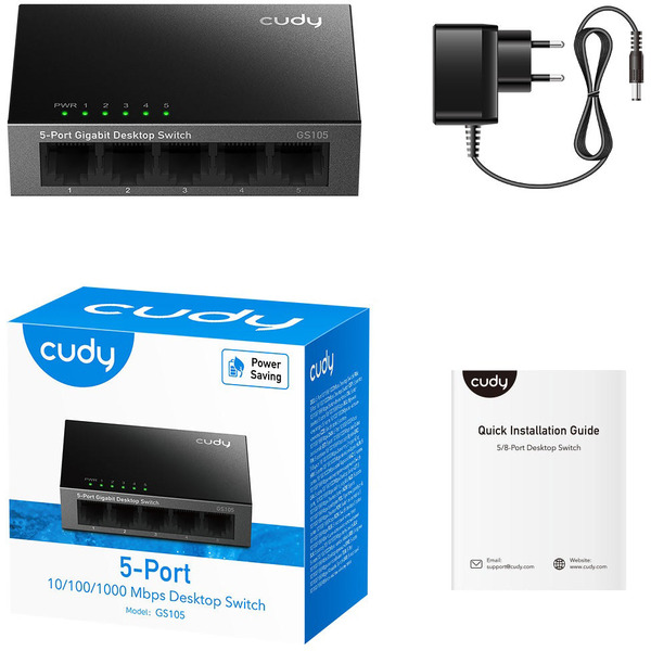 Комутатор Cudy GS105, 5-Port Gigabit Metal  Switch