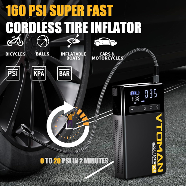 Автомобильное портативное устройство Vtoman Jump Starter X5 3500A с компрессором 160 PSI 59.2 Вт·ч (X5_Vtoman)