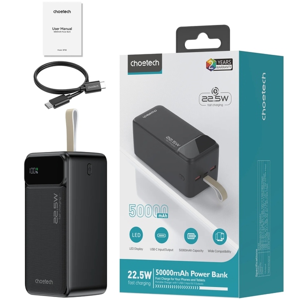 Зовнішній акумулятор (Power Bank) Choetech 50000mAh Black (B732-ACBK)