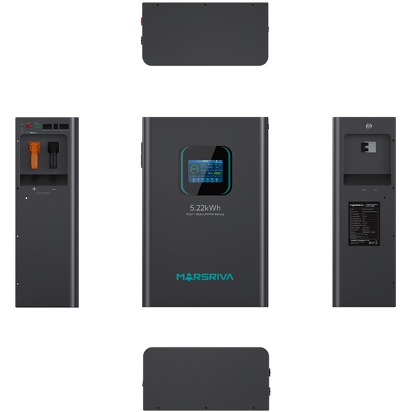 Акумуляторна батарея Marsriva LiFePO4 battery,  51.2V/102Ah, 5.22KWH, wall mounted