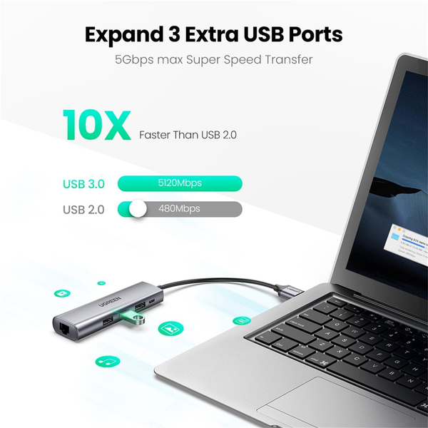 USB-Хаб Ugreen USB A 3.0 60812