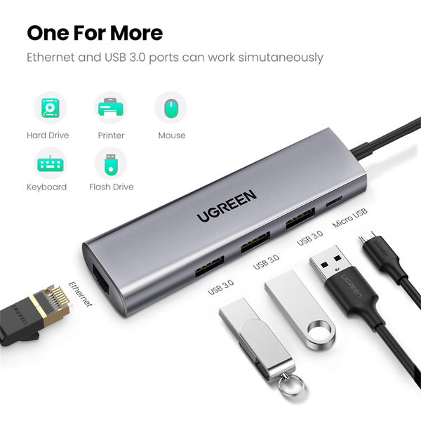 USB-Хаб Ugreen USB A 3.0 60812