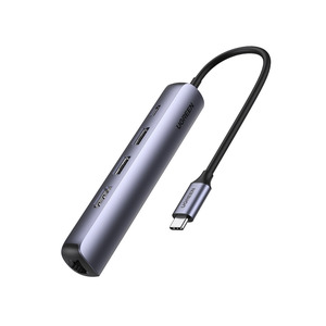 Док-станція USB3.0 Type-C --> HDMI/USB 3.0x2/RJ45/PD Ugreen CM418 Сіра