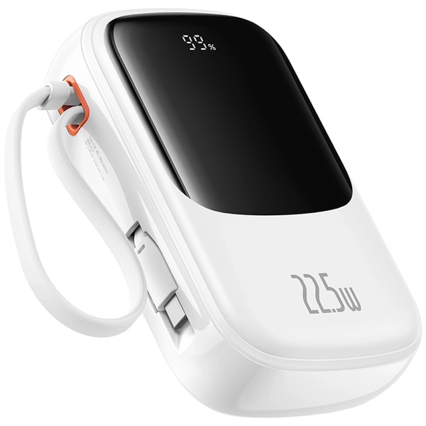 Внешний аккумулятор (Power Bank) Baseus Qpow Pro+ 20000mAh 22,5W, 1xLightning, 1xUSB-A, 1xType-C, с встроенным USB-C кабелем, белый