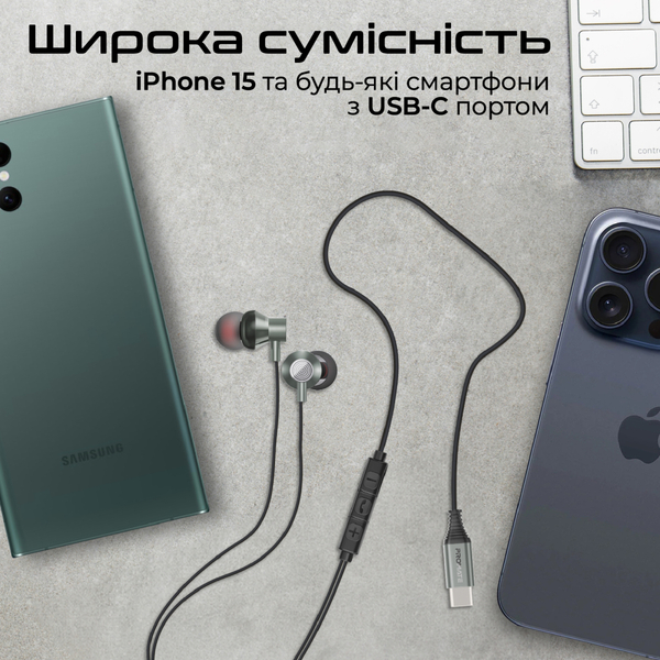 Навушники Promate Silken-C Grey