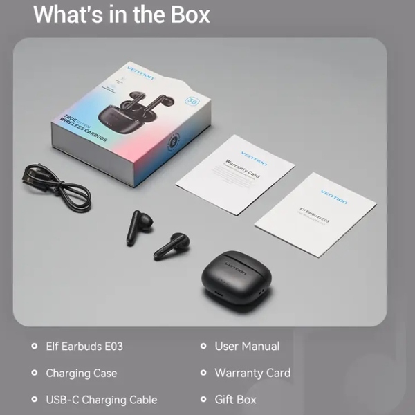 Навушники TWS Vention Elf Earbuds E03 Black