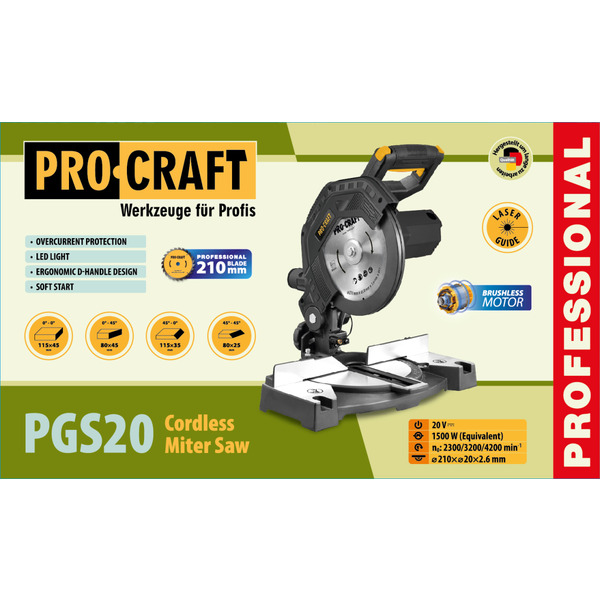 Аккумуляторная торцовочная пила Procraft PGS20