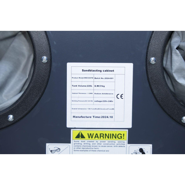 Піскоструйна камера MAST MSC220TD+DC15 (верхні дверцята)