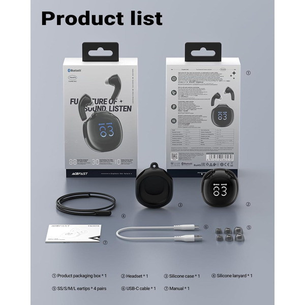 Навушники TWS Acefast T9 obsidian black