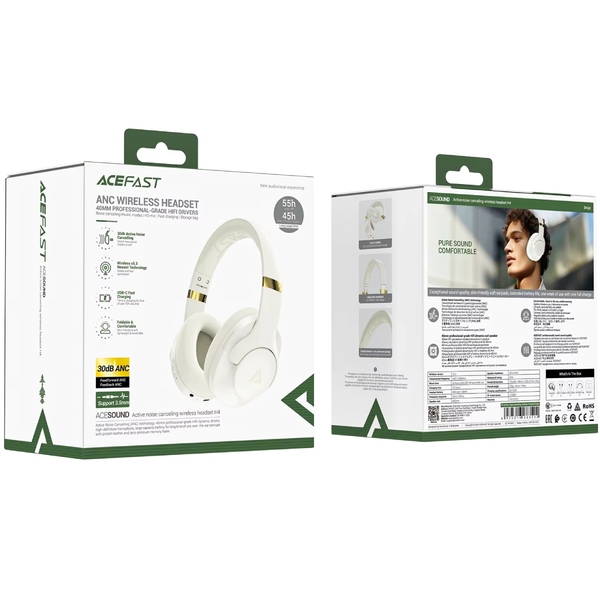 Навушники Acefast H4 ANC, Bluetooth, Beige