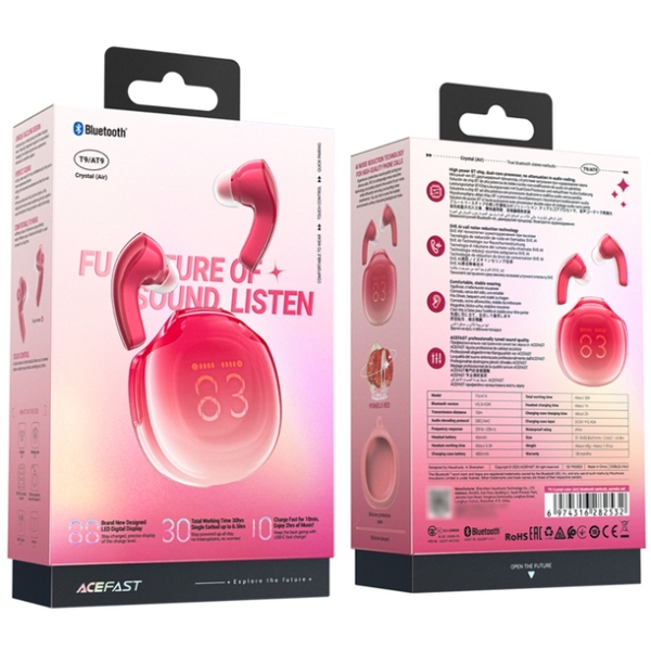 Навушники TWS Acefast T9 pomelo red