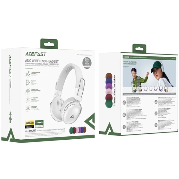 Наушники Acefast H7 ANC, Bluetooth, Pearl White