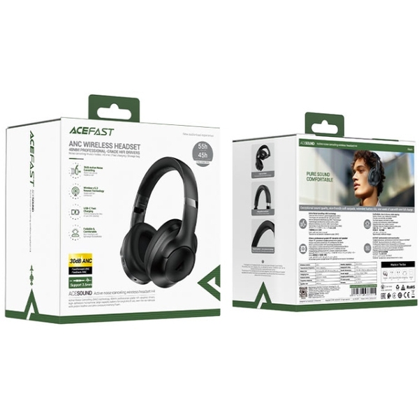 Навушники Acefast H4 ANC, Bluetooth, Black