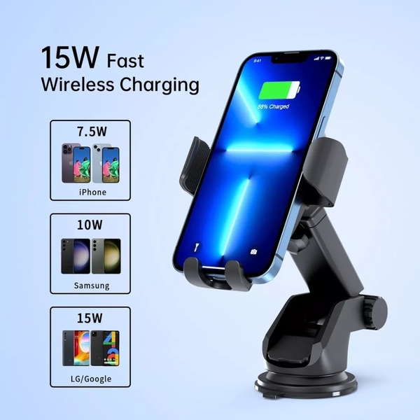 Автомобильный держатель для смартфона Choetech T203-F Gravity Car Wireless 15W Charger Black (T203-F-ACBK)
