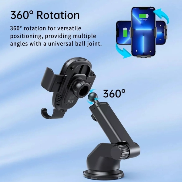 Автомобильный держатель для смартфона Choetech T203-F Gravity Car Wireless 15W Charger Black (T203-F-ACBK)