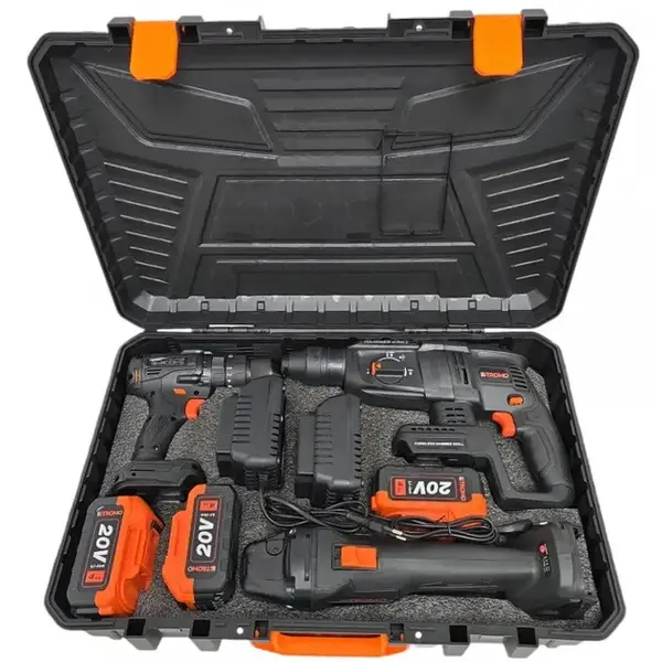 Акумуляторний набір 3 в 1 Stromo РА210SET (шурупокрут, болгарка, перфоратор 3 АКБ 20V, 4 A/г + ЗП 2шт)