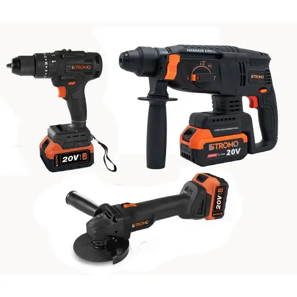 Акумуляторний набір 3 в 1 Stromo РА210SET (шурупокрут, болгарка, перфоратор 3 АКБ 20V, 4 A/г + ЗП 2шт)