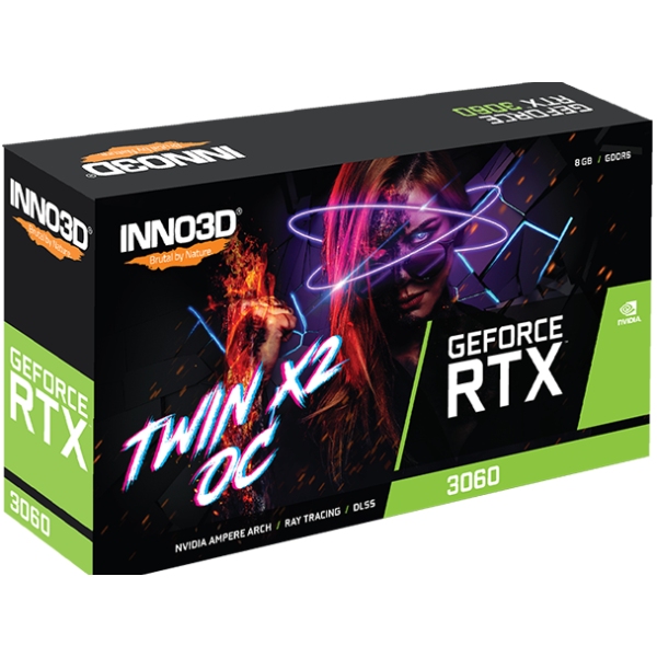 Видеокарта Inno3D GeForce RTX3060 Twin X2 OC, 8GB GDDR6 128bit, PCI Express