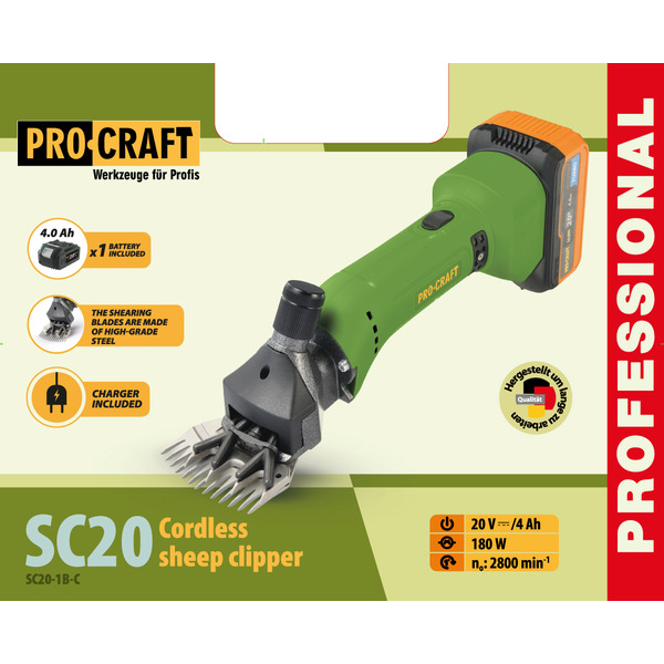 Акумуляторна машинка для стрижки овець Procraft SC20 (з 1 акб)