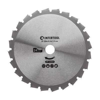 Ніж для мотокоси/тримера з твердосплавними напайками ø228 мм, 24T INTERTOOL DT-2353