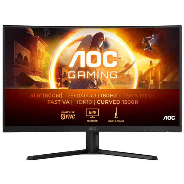 Монiтор TFT AOC 31.5 CQ32G4VE VA QHD Curved 180Hz 2*HDMI DP Black