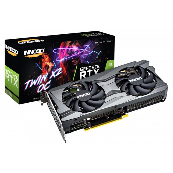 Відеокарта GeForce RTX3060 Inno3D Twin X2 OC LHR, 12GB GDDR6 192bit, PCI Express