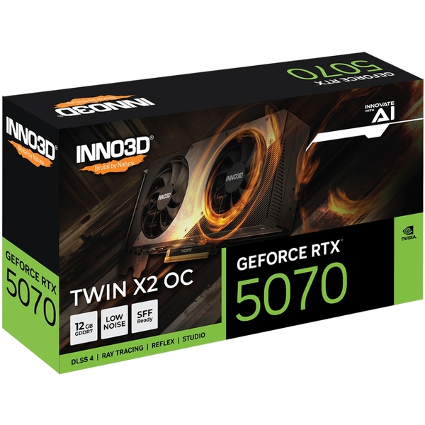 Видеокарта Inno3D GeForce RTX5070 TWIN X2 OC, 12 ГБ GDDR7, 192 бит, PCI Express 5.0