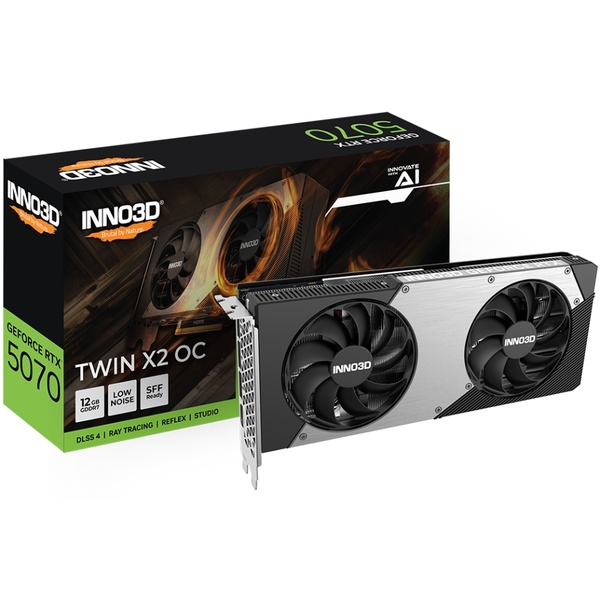 Видеокарта Inno3D GeForce RTX5070 TWIN X2 OC, 12 ГБ GDDR7, 192 бит, PCI Express 5.0