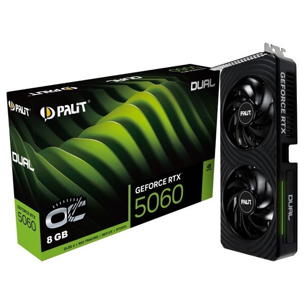 Видеокарта Palit GeForce RTX 5060 8GB GDDR7 Dual OC (NE75060S19P1-GB2063D)