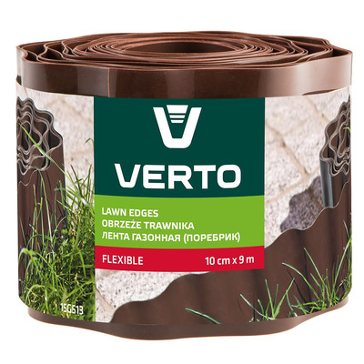 Стрічка VERTO газонна 10 cm x 9 m, коричнева 15G513