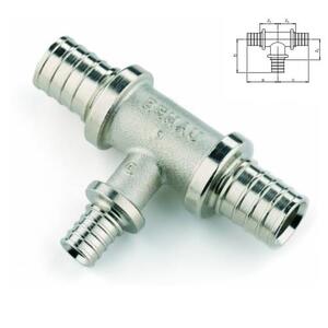 Тройник Rehau Rautherm S, 17-10-17 мм, уменьш. бок. проход, оцинк. латунь